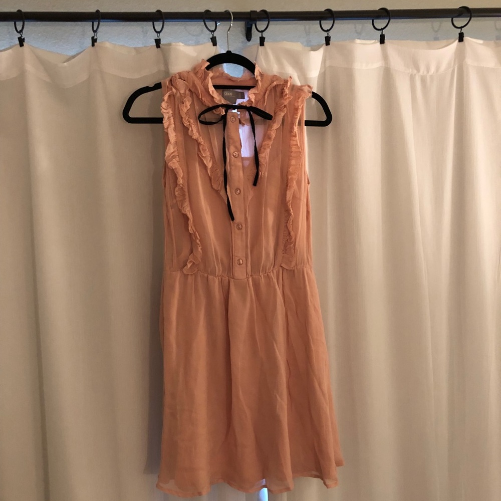 ASOS Blush High Neck Ruffle Front Dress